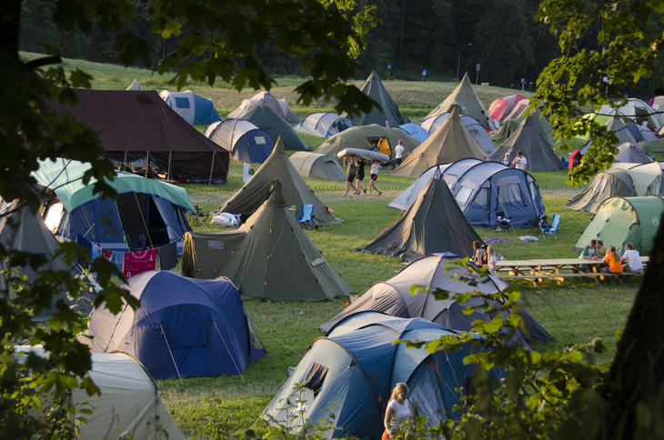Leirområde med telt